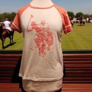 U.S. Polo Assn. Kids Polo Tee - Coral and Cream